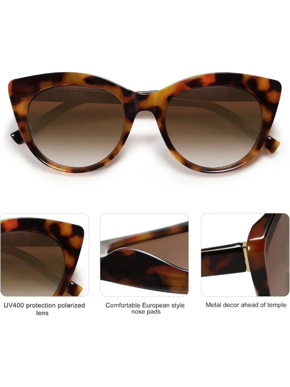 Trendy Polarized Cat Eye Sunglasses for Women - Stylish UV Protection Eyewear
